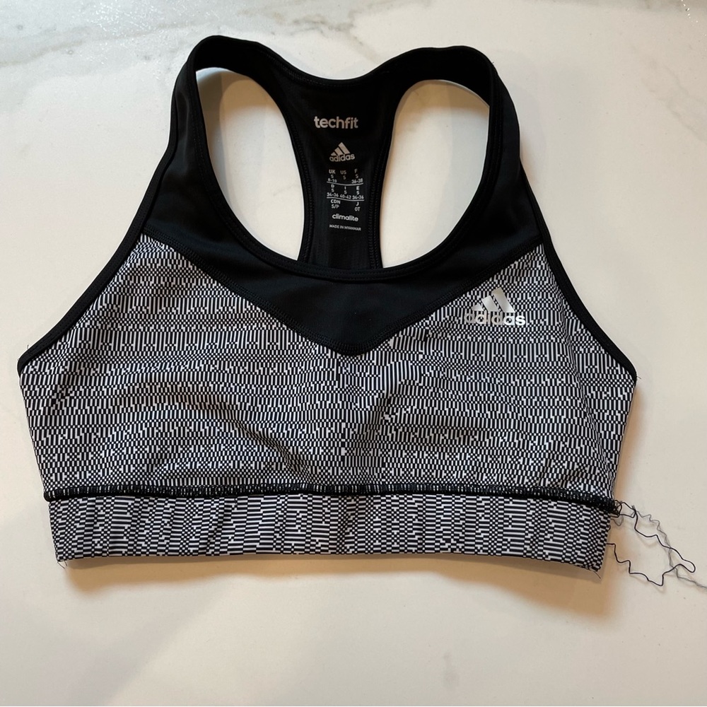 4/$30 ADIDAS sports bra black white sz S small AS IS